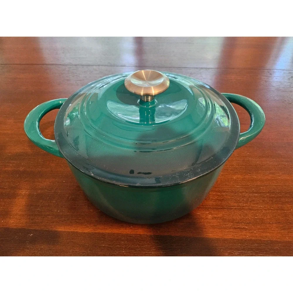Tramontina Dutch Oven Unisex 4 qt Teal Enameled Cast Iron Round Pot Lid